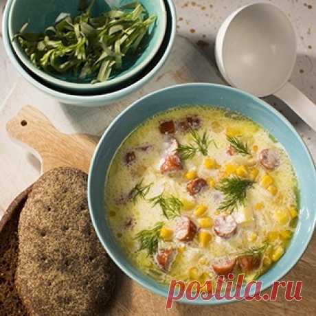 Чаудер с охотничьими колбасками, картофелем и сладкой кукурузой - Простые рецепты Овкусе.ру