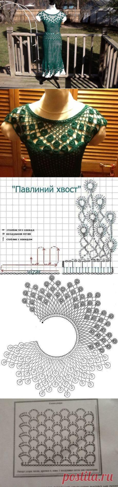 Крючок платье с элементами рисунка Павлиний хвост / Вязание крючком / Вязание крючком. Ваши работы