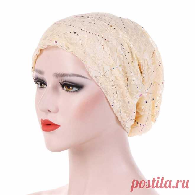 323р-Женщины, бисером Кос кружева Hat мусульманских рябить рака химио Beanie тюрбан обернуть Cap – купить по низким ценам в интернет-магазине Joom