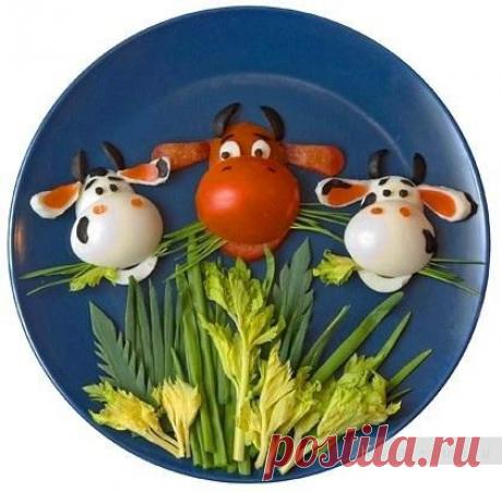 Карвинг для начинающих из помидор и яиц. Забавные коровки / Карвинг из овощей и фруктов - фото, видео для начинающих / КлуКлу. Рукоделие - бисероплетение, квиллинг, вышивка крестом, вязание