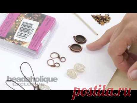 How to Make a Pair of Earrings with a Vintage Button (with glass shank) by Becky Nunn