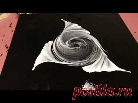 Fluid Painting String Swipe Cheap  Funky Black and White only!! Great Beginners Technique!!