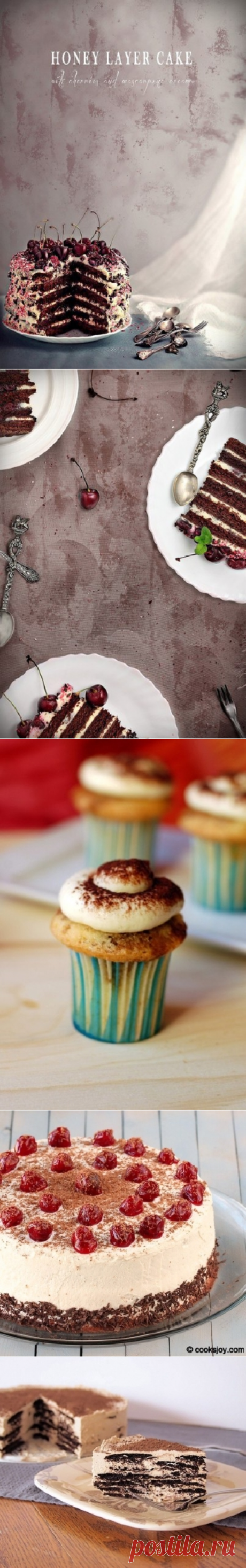 Медовый торт с вишнями и кремом маскарпоне » Кулинарные рецепты