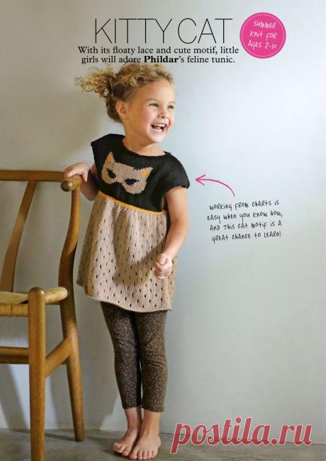 Вязание платья для девочек Cat