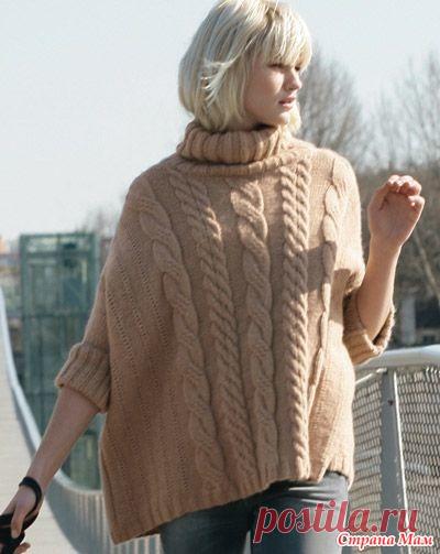 Свитер с косами наволочка. Нужна помощь. Здравствуйте! Помогите! Вот такой свитер. Помогите разобрать с косами. И со способом связать такой. Может уже где-то вяжут?