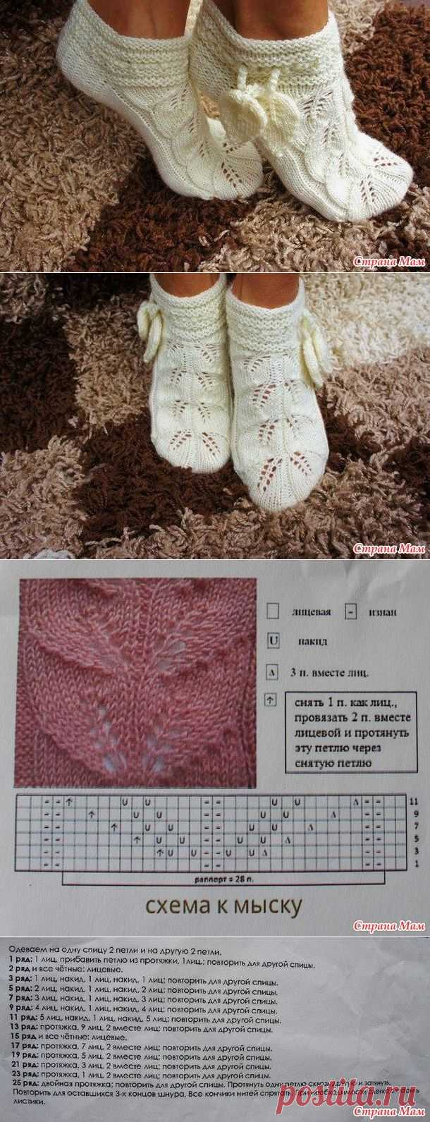 Носочки, узор "листики" - Вязание - Страна Мам