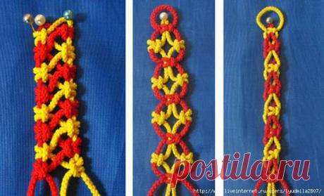 10 ажурных цепочек из 4-х нитей в технике макраме