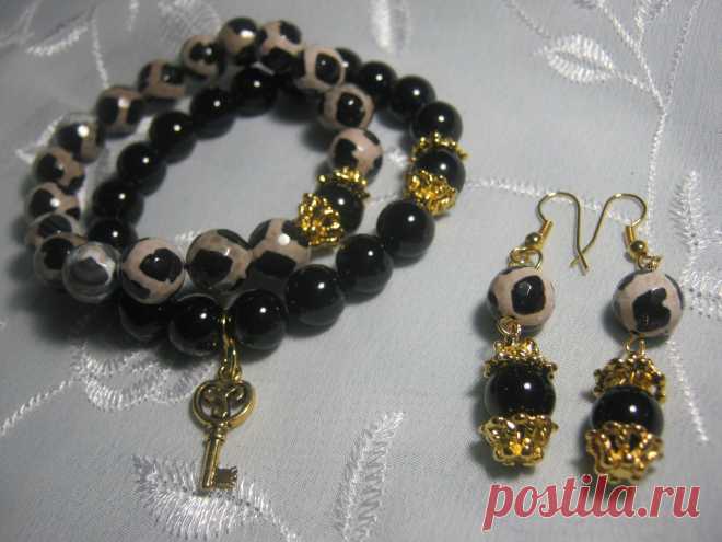 Агат "черный/черный-серый"