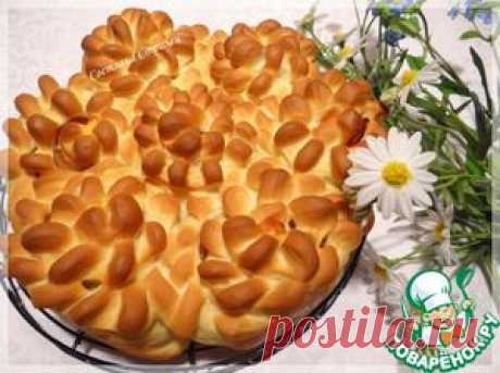 Пирог &quot;Цветы&quot; с беконом и сыром Чечил - кулинарный рецепт