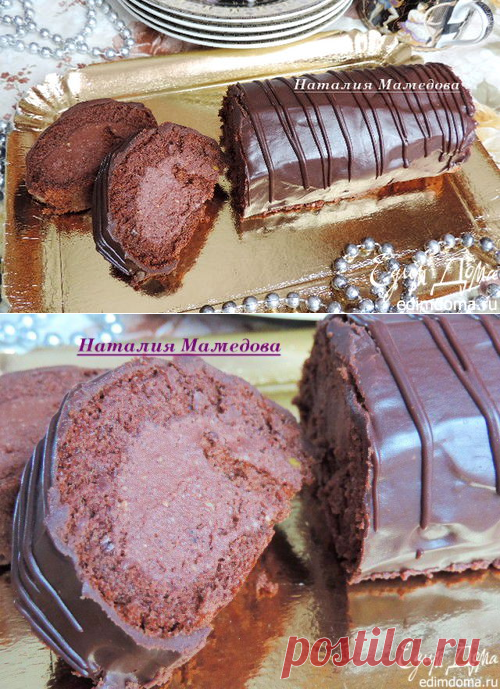 Шоколадный рулет с арахисовым пралине "Трюфельный" | Кулинарные рецепты от «Едим дома!»