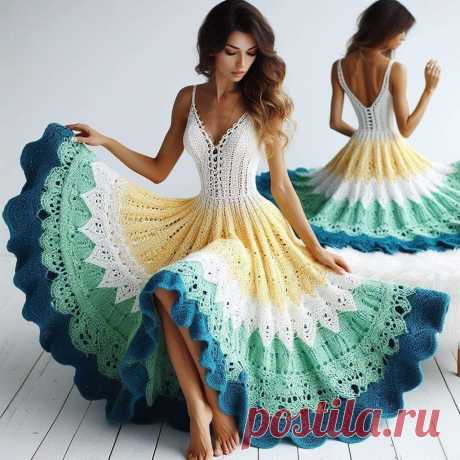 Красивый вязаный сарафан