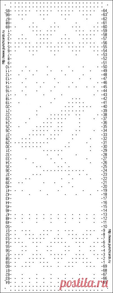 Просмотр рисунка перфокарты с раппортом 24 петли, пересчёт на две фонтуры, печать перфокарты