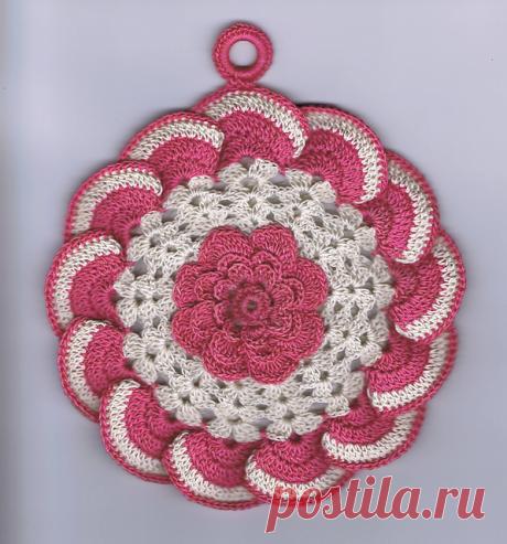 Ravelry: Raised Rose Potholder pattern by Adapted by Hazel Cooper