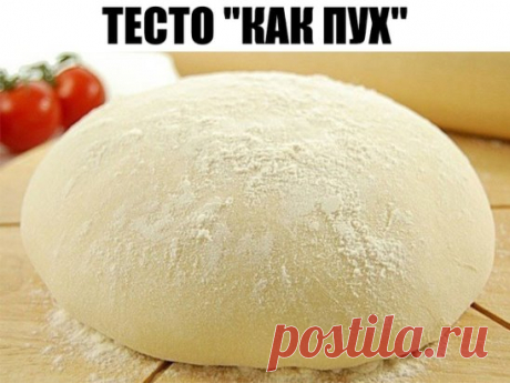 ТЕСТО "КАК ПУХ"
Ингредиенты:
1 стакан - кефира,
0.5 стакана - растительного масла,
1 пакетик (11 граммов) сухих дрожжей,
1 ч.- ложка соли,
1 ст. ложка - сахара,
3 стакана- муки