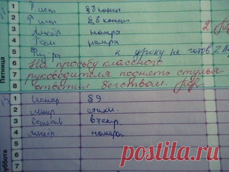 Учительские перлы из школьных дневников