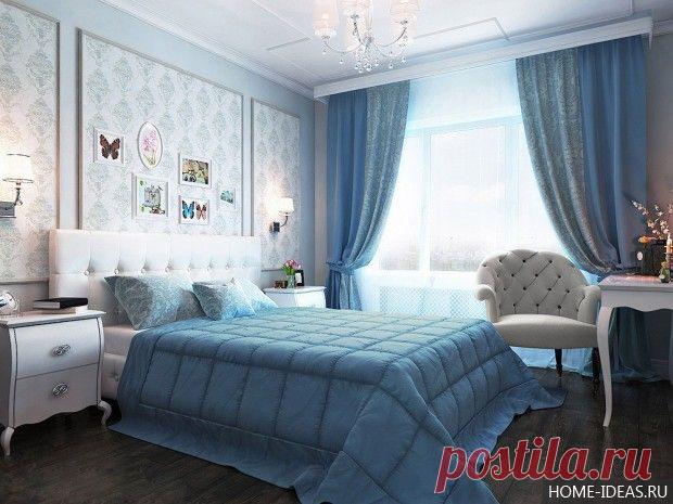 Синий цвет в интерьере гостиной, кухни, спальни. Фото интерьеров в синем цвете.