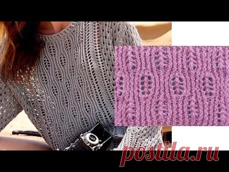 Ажурно-рельефный узор, схема, описание джемпера 653 Узоры Вязание спицами