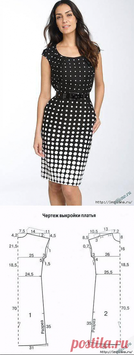 Выкройка простого элегантного платья.