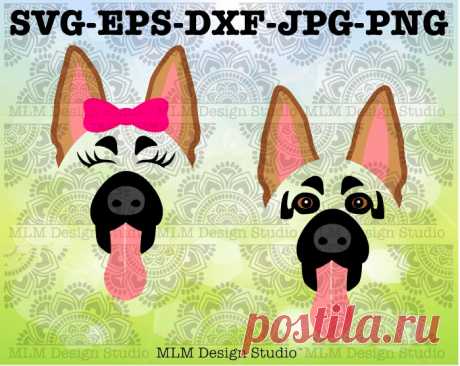 German Shepherd Dog with or without Bow Face Design Commercial | Etsy