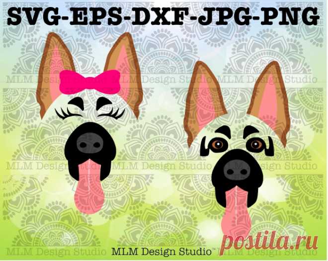 German Shepherd Dog with or without Bow Face Design Commercial | Etsy