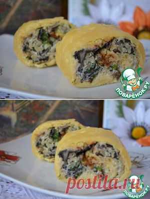Рулет из кабачка, фаршированный грибами и рисом - кулинарный рецепт
