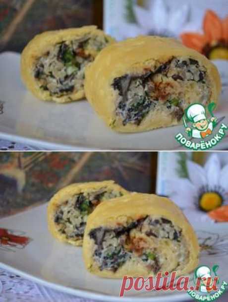 Рулет из кабачка, фаршированный грибами и рисом - кулинарный рецепт