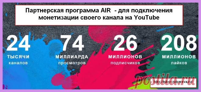 Партнерская программа AIR — для монетизации своего канала на YouTube | Блог Любови Зубаревой