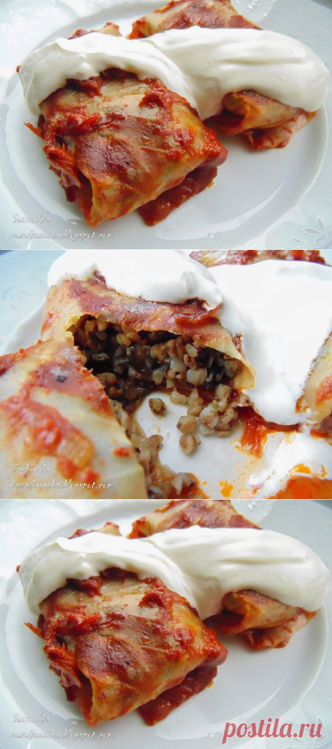 Голубцы с грибами и гречкой.