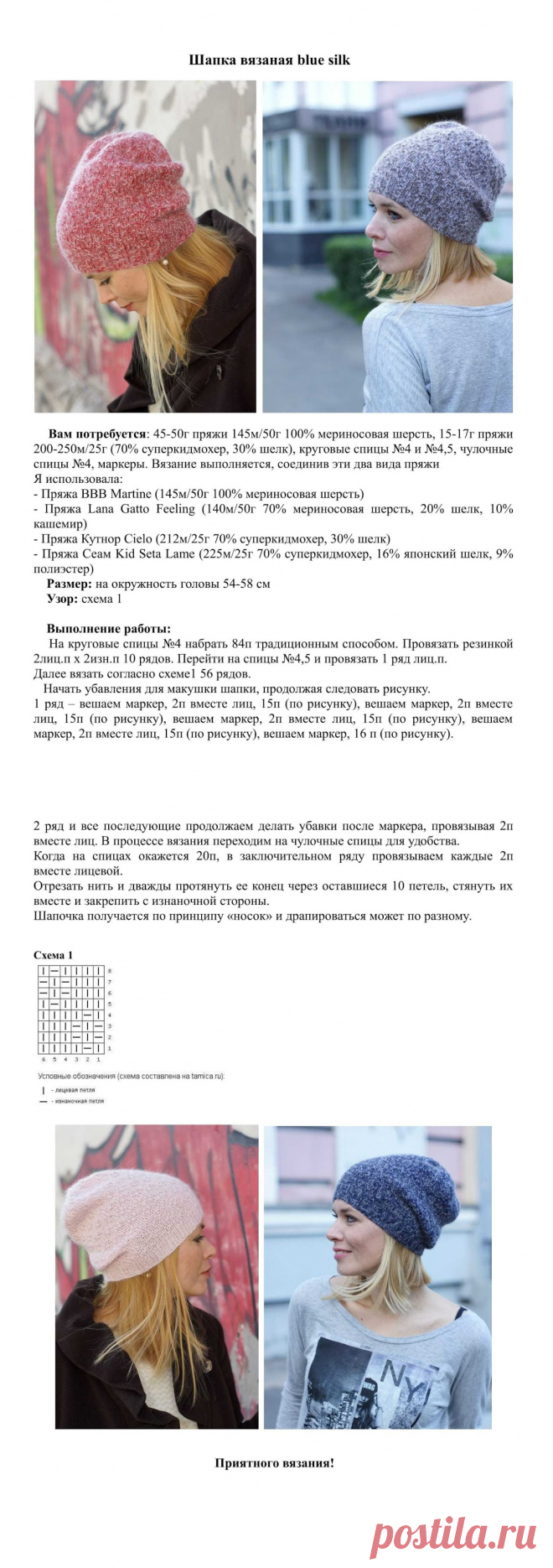 Геометрия узора: МК по вязанию шапочки с кид-мохером)))