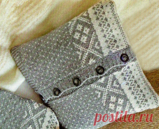Как сшить чехол для подушки из свитера