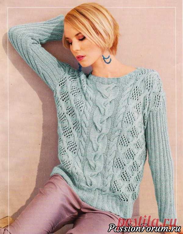 Узорчатый пуловер цвета мяты