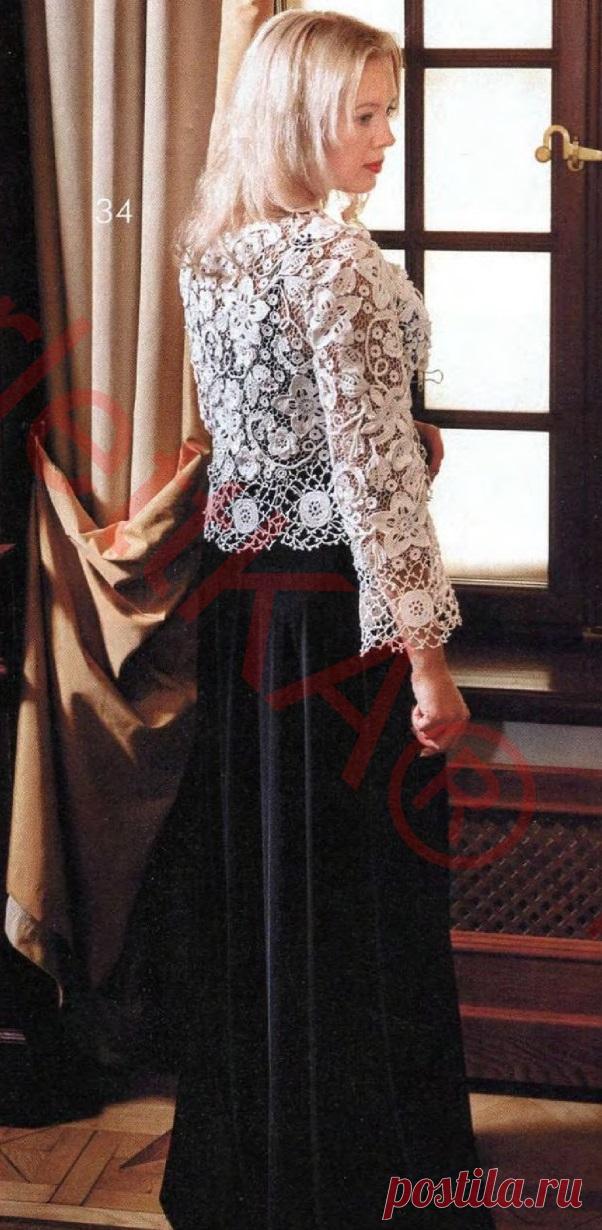 Жакет из гипюрного (наборного) кружева ... для новогодней ночи