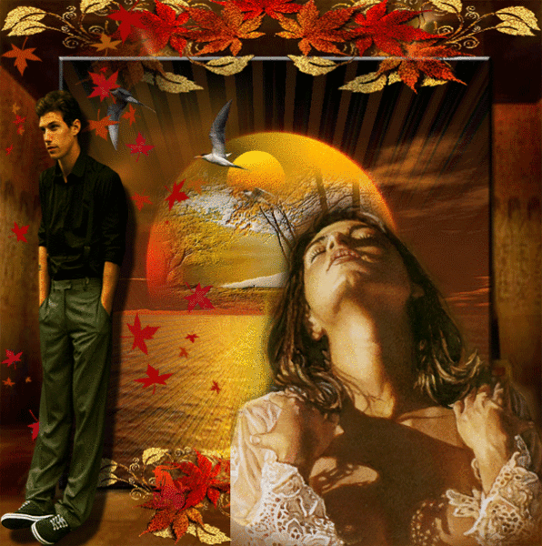 Пара, осень, листопад - анимационные картинки и gif открытки