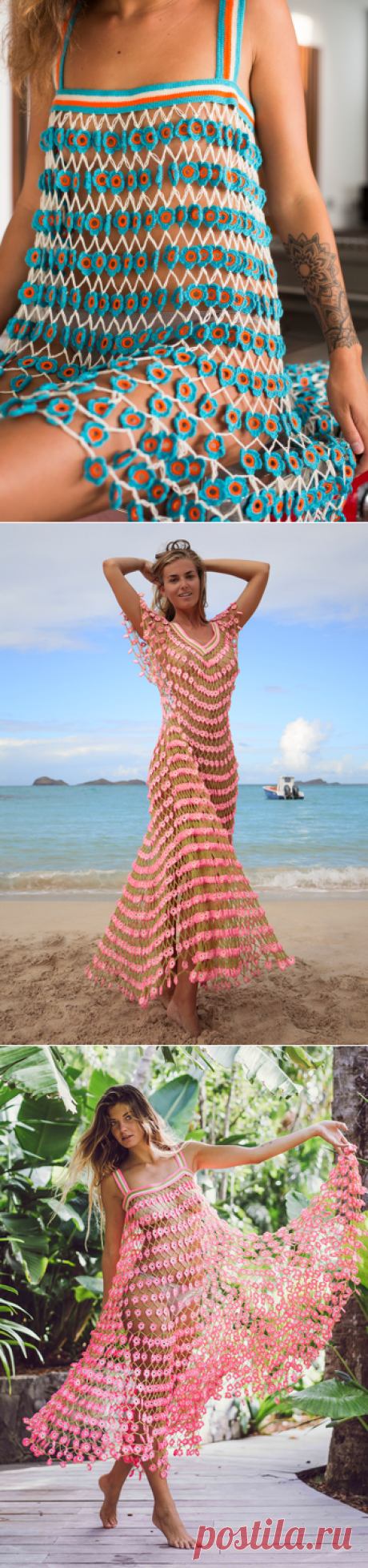 Flower Power Crochet Blue Mini Dress-My Beachy SideИдеи.