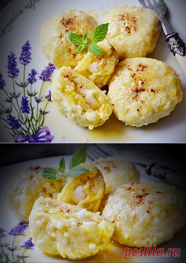 Картофельные клецки с яблоками по польски.