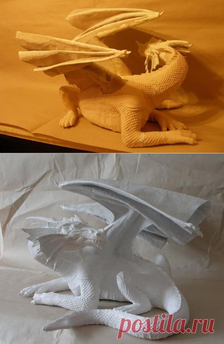 Мастер-класс по созданию дракона из папье-маше и Premier Ladoll часть 4