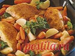 Курица с орехами, картофелем и фасолью
