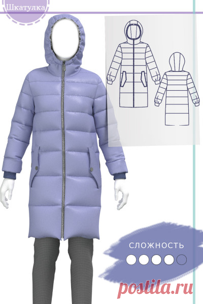 Выкройка женского стеганого пальто WC160321