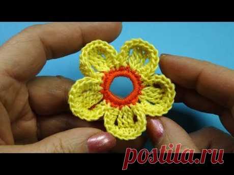 Объемный цветок крючком Crochet flower 96