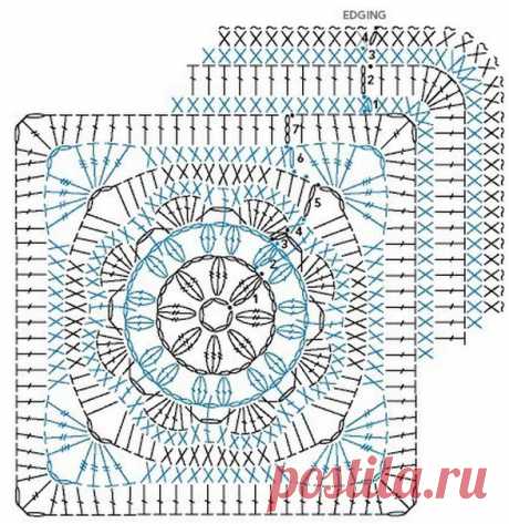 КВАДРАТНЫЕ МОТИВЫ КРЮЧКОМ. СХЕМЫ.