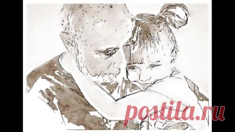 Кусочек начала работы портрета дедушка и внучка. Будет он нарисован одним цветом, разница в тонах только.