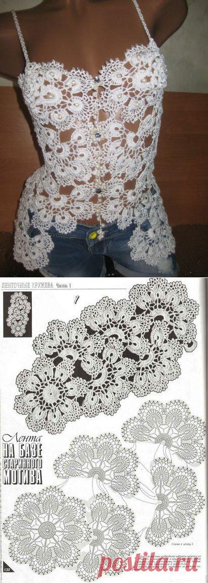 Деликатности в вязание крючком Габриэла: Топ кружева