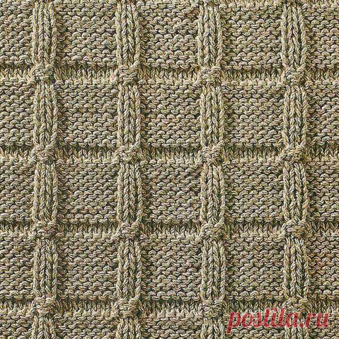Узор № 84 - рельефный узор в клетку. Схему вязания и условные обозначения вы сможете увидеть на сайте.