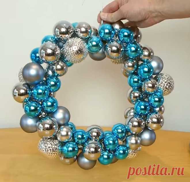 How to Make a Festive Christmas Wreath Out of an Old hanger and Cheap Ornaments - DIY & Crafts