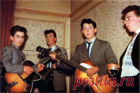 Легендарные The Beatles, в 1957 году. Джорджу Харрисону - 14 лет, Джону…