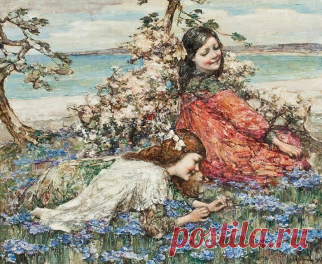 Edward Atkinson Hornel (Scottish 1864-1933)...Женщина, девушка, девочка Мир за собою ведет.