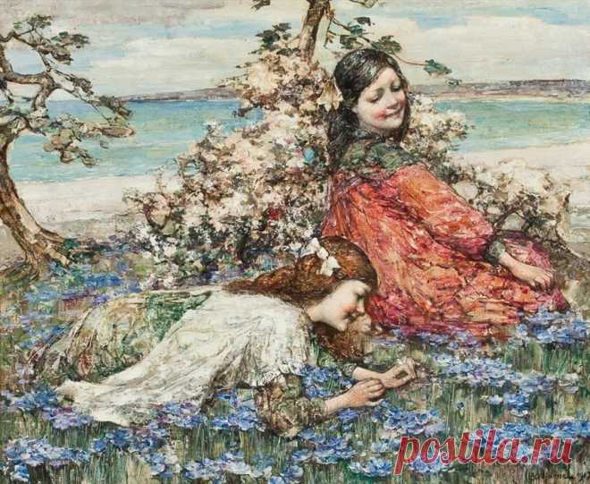 Edward Atkinson Hornel (Scottish 1864-1933)...Женщина, девушка, девочка Мир за собою ведет.