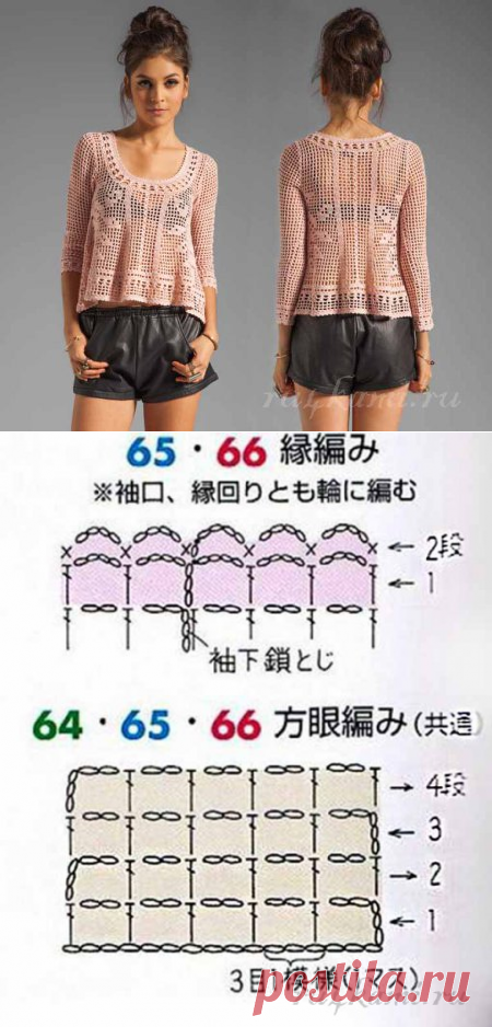 Кофточка крючком, филейное вязание » Сайт "Ручками" - делаем вещи своими руками