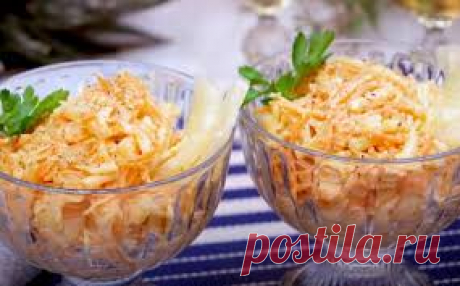 Простой морковно-сырный салат с чесноком и грецкими орехами