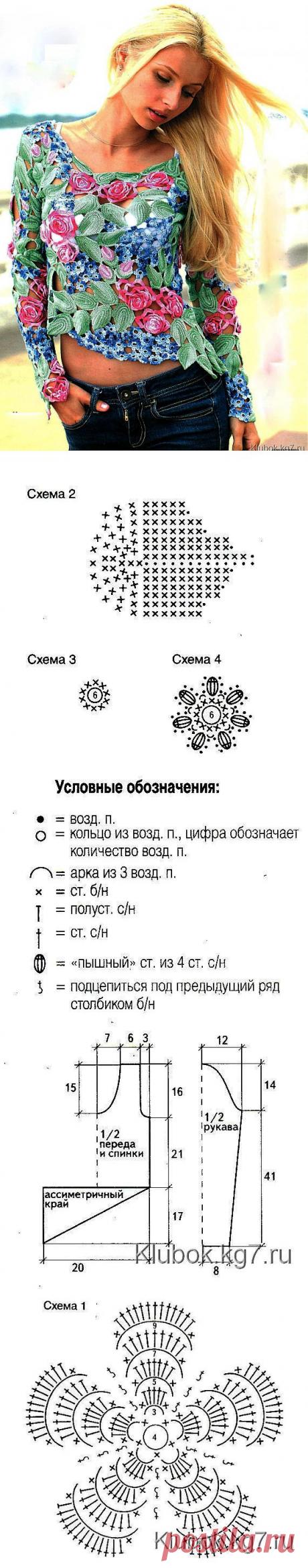 Пуловер из ирландского кружева